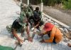 Sinergi TNI-Warga, Kebut Pemasangan Paving