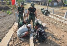 Satgas TMMD ke-130 Kodim Ngawi Maksimalkan Pembangunan Talud dan Pemasangan Stin
